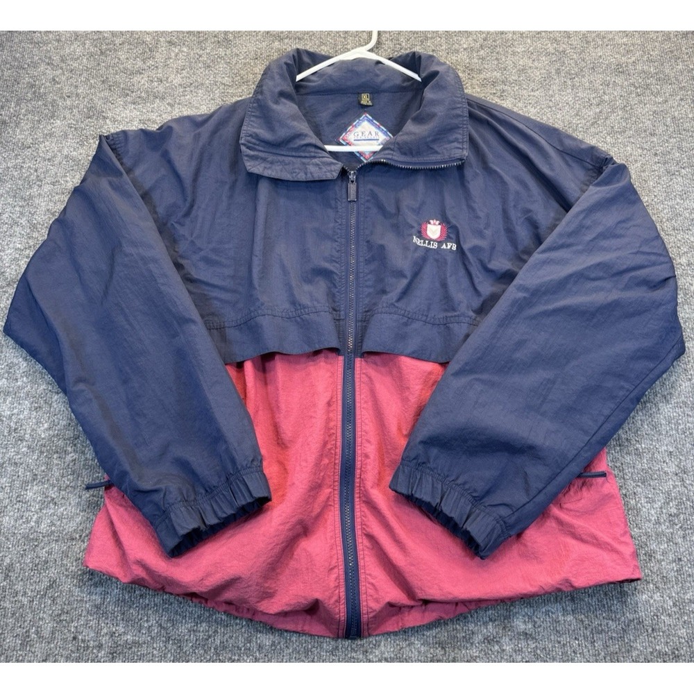 Gear For Sports Vintage Nellis AFB Windbreaker Jacket Men's Size XL Navy Red